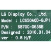 T-CON / LG 6871L-4628G / 4628G / 6870C-0636B / PANEL LC650AQD (GJ)(A1) / MODELO OLED65B6P-U.BUSWLJR	